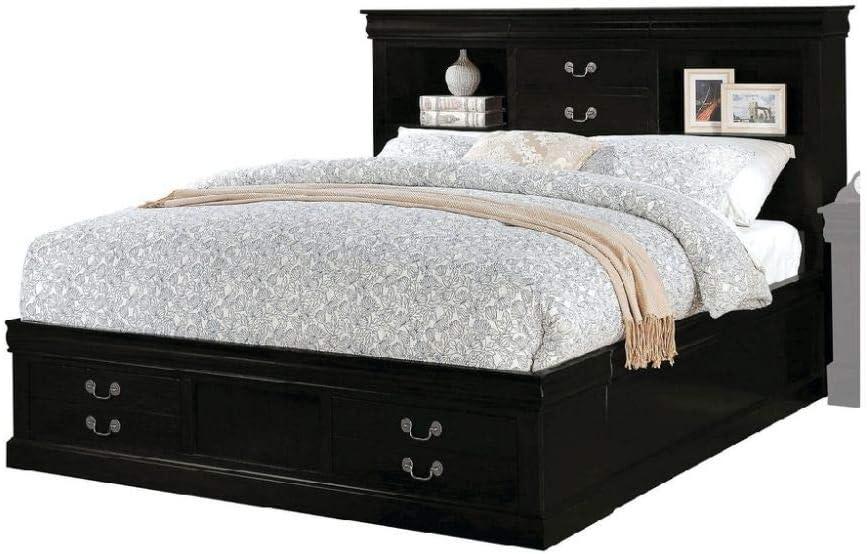 ACME Louis Philippe III Queen Bed w/Storage, Black