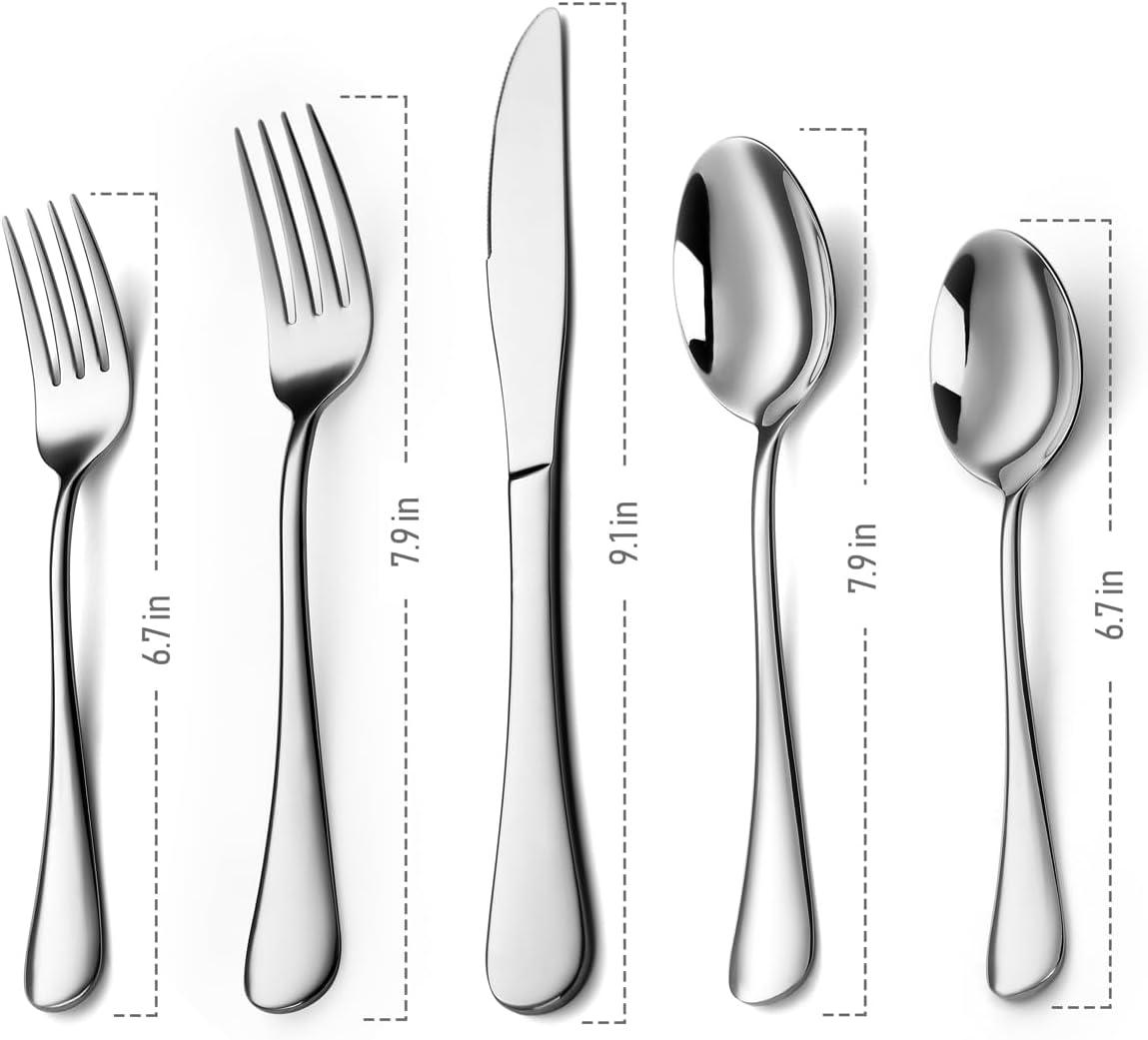 30-Piece Polished Stainless Steel Flatware Set for 6