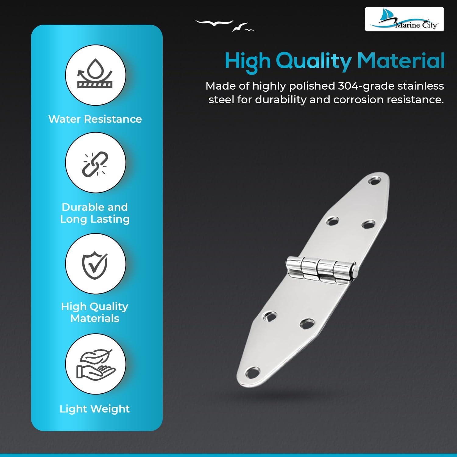 Marine City Pair of Stainless-Steel Marine Hatch Strap Hinge7-1/4" 1-5/8"