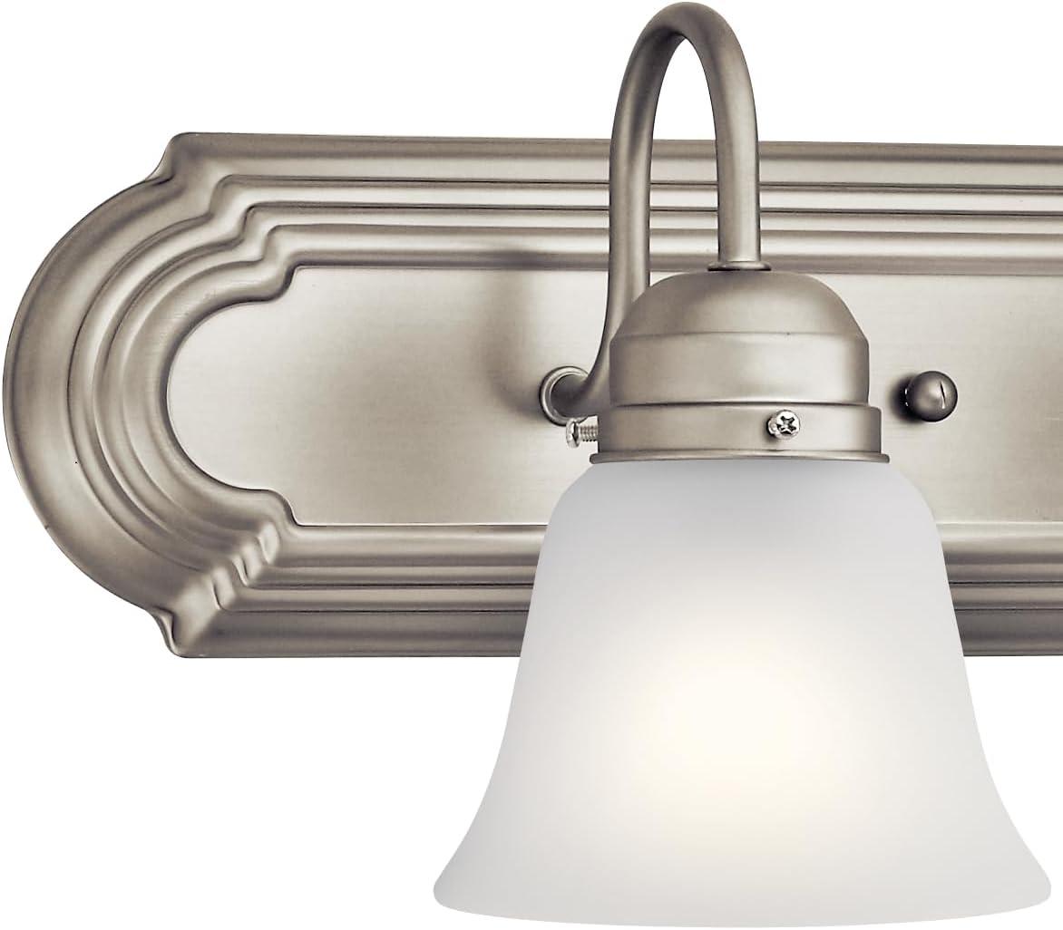 Kichler 30" 4 Light Brushed Nickel Vanity Light with Satin Etched Glass Shades