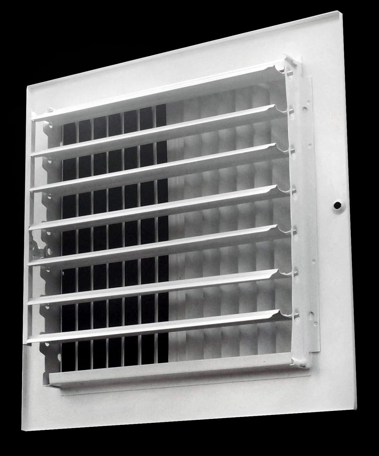 6"w X 6"h 2-Way Flat Stamped Steel - Vent Cover - Grille Register - Sidewall or Ceiling - High Airflow - White [Outer Dimensions: 7.75"w X 7.75"h]