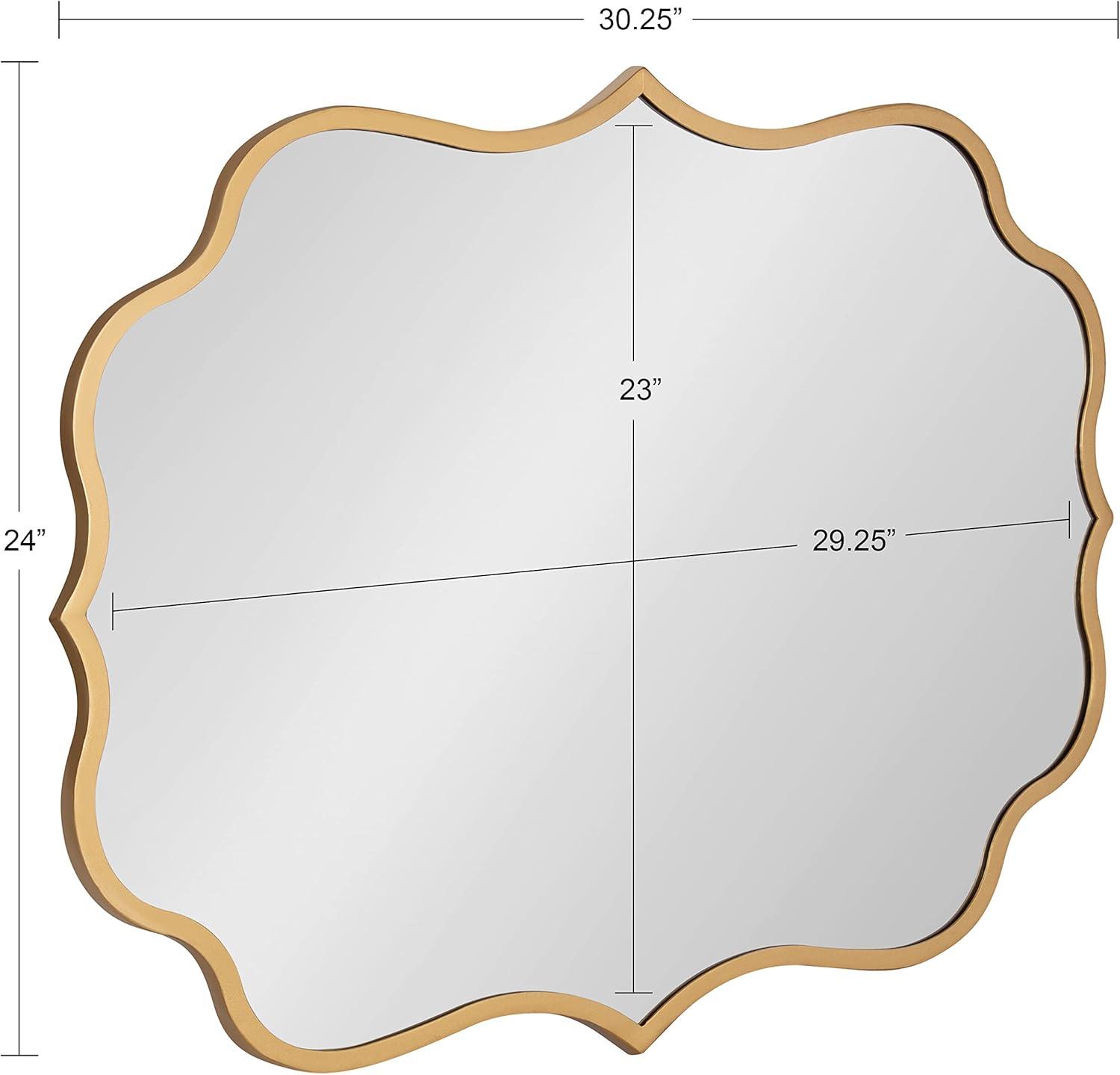24" x 30" Higby Framed Wall Mirror Gold - Kate & Laurel All Things Decor: Scalloped, Decorative, Modern Style