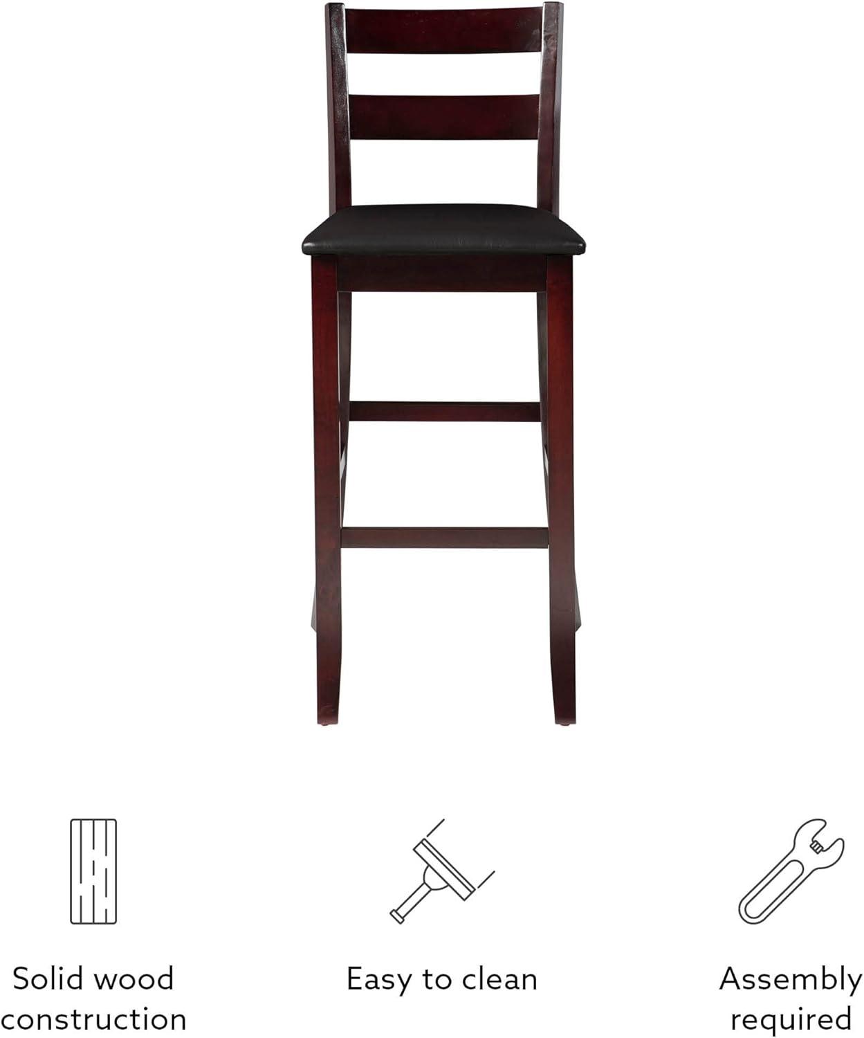 29" Triena Soho Padded Seat Faux Leather Barstool Hardwood/Brown - Linon: Upholstered, 31" High