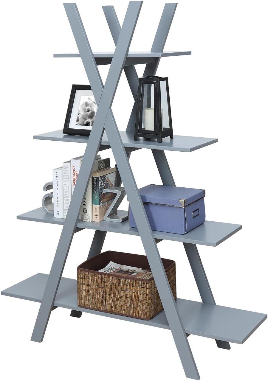 Oxford Gray 4-Tier A-Frame Contemporary Bookshelf