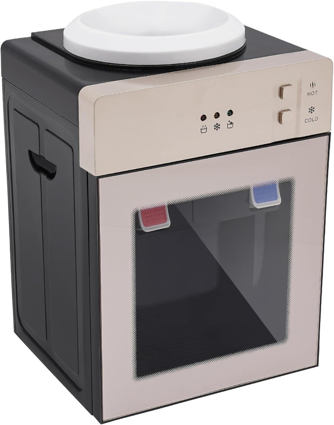 Water Dispenser, 5 Gal Electric Top Loading Countertop Water Cooler Mini Hot & Cold Water Cooler Dispenser for Bedroom, Studio, Office