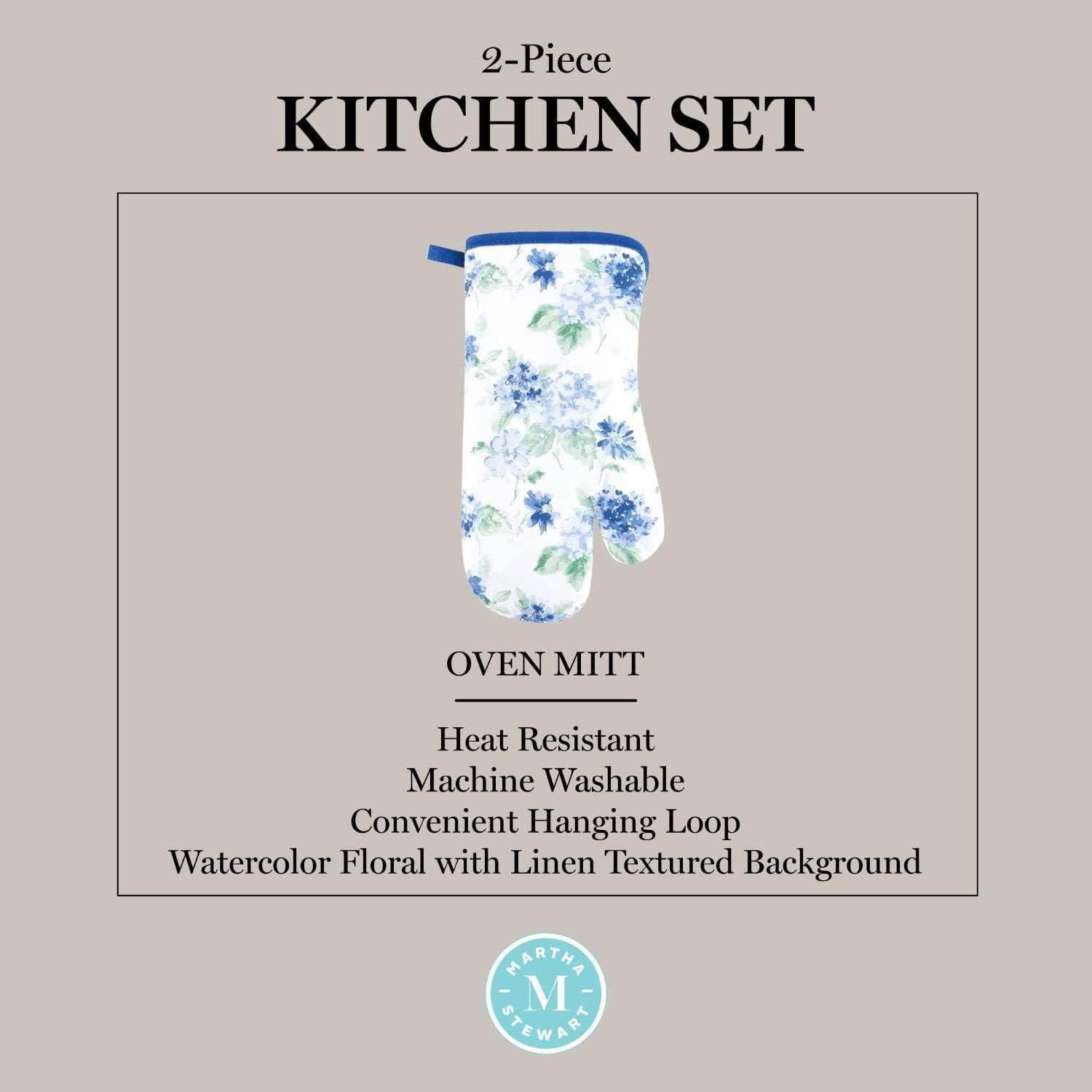 Martha Stewart Amber Floral Oven Mitt & Pot Holder Set 2-Pack