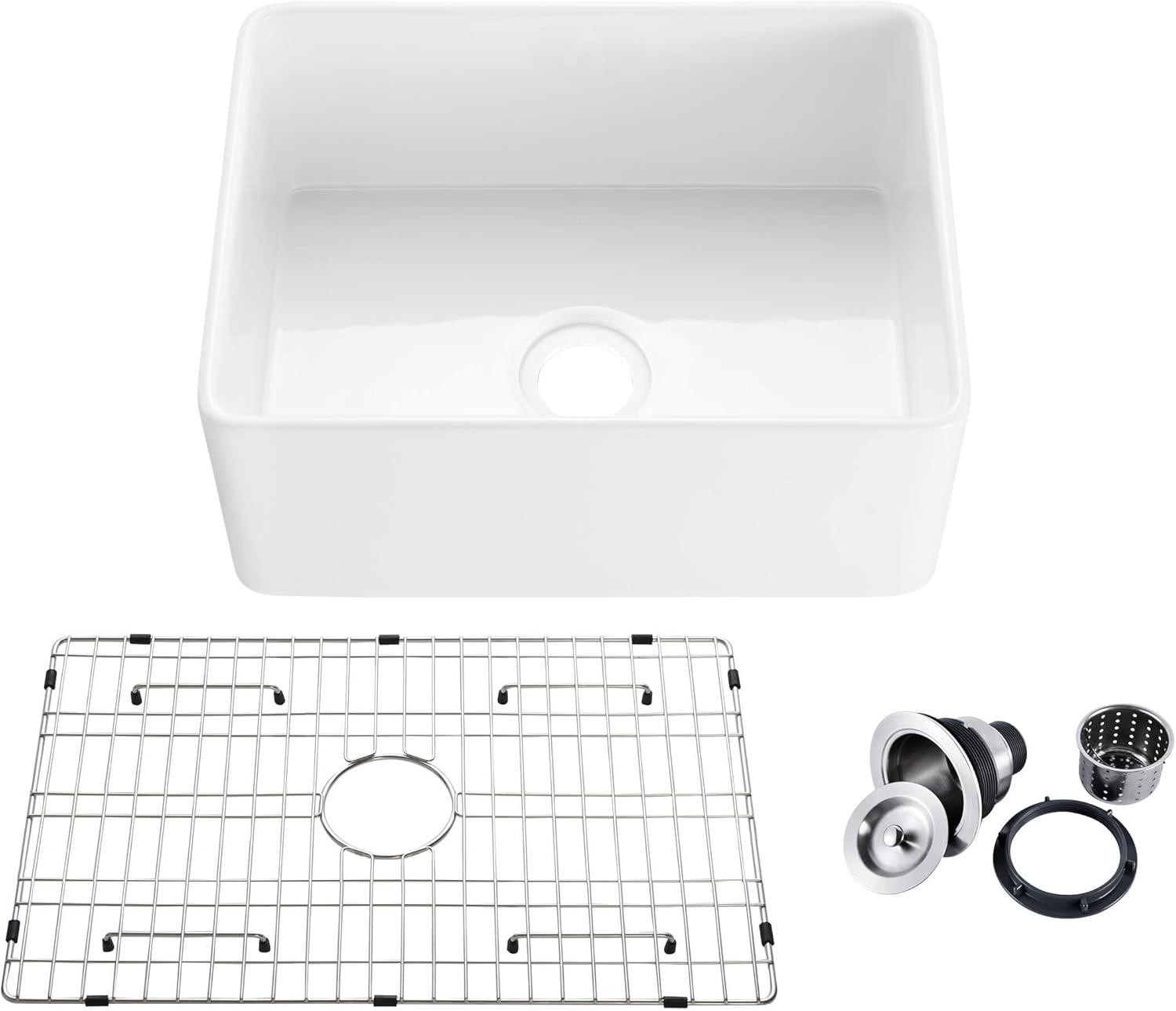 KIBI K2-SF24 Pure 24" W Single Bowl Fireclay Farmhouse Kitchen Sink