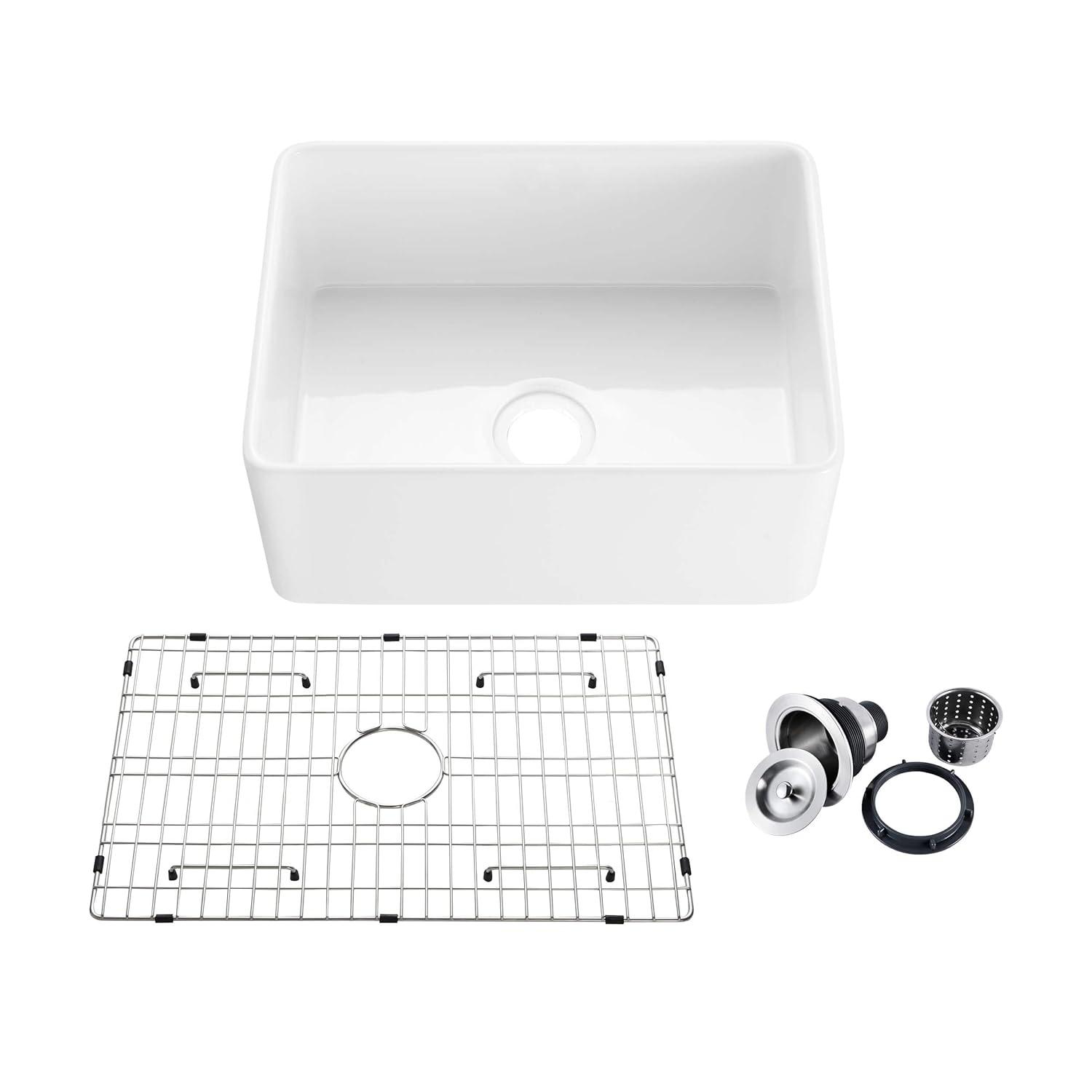 KIBI K2-SF24 Pure 24" W Single Bowl Fireclay Farmhouse Kitchen Sink