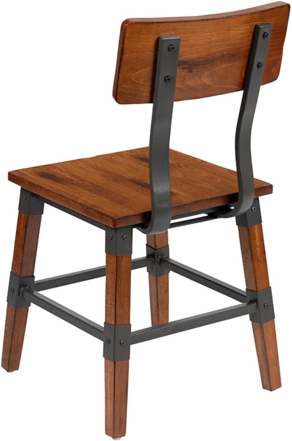 Flash Furniture 2 Pack Rustic Antique Walnut Industrial Wood Dining Chair