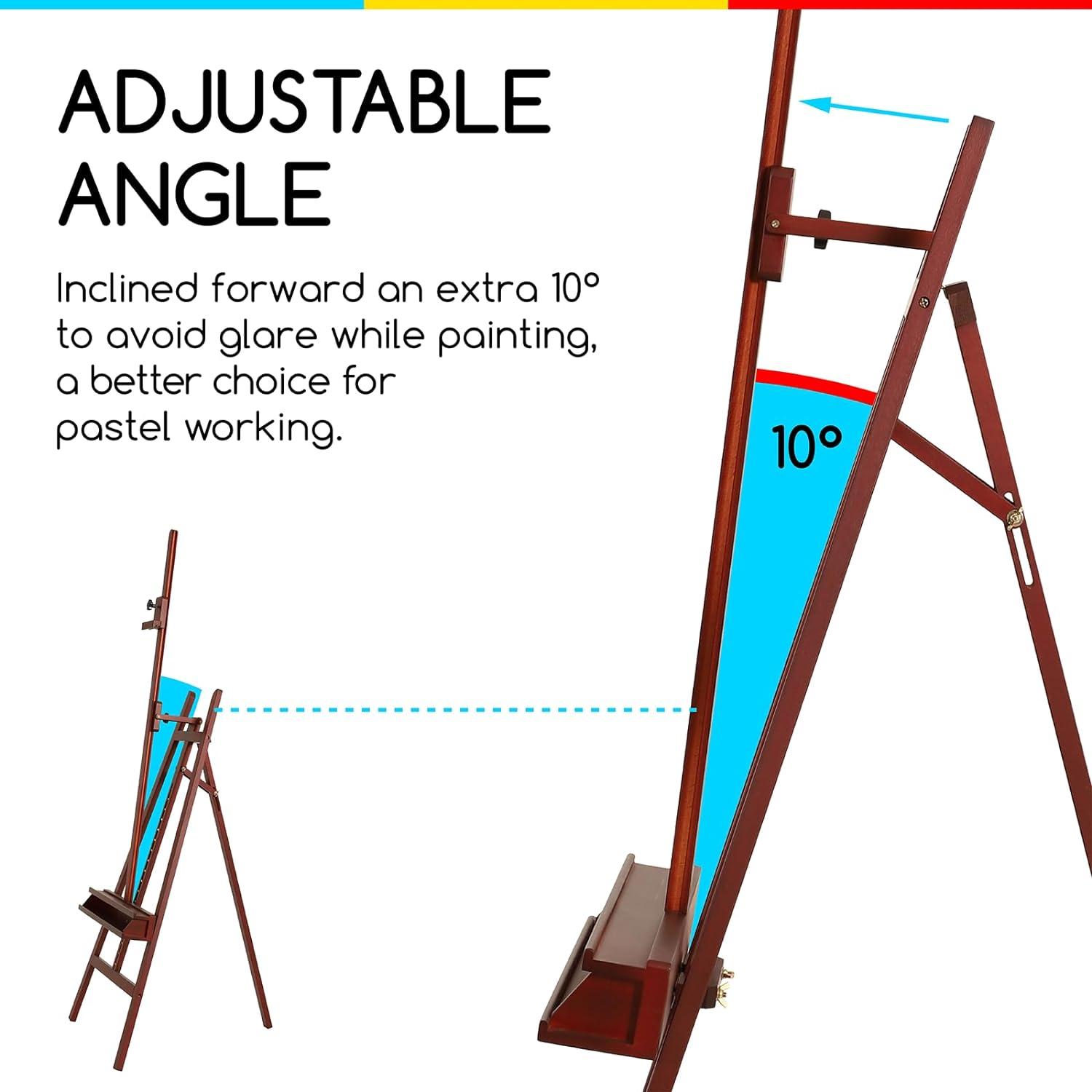 MEEDEN Large Painters Easel Adjustable Solid Beech Wood Artist Easel, Studio Easel for Adults with Brush Holder, Holds Canvas up to 48