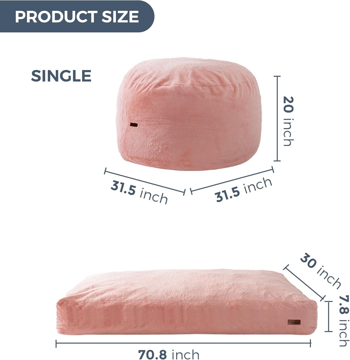 MAXYOYO Giant Bean Bag Chair Bed for Adults, Convertible Beanbag Folds from Lazy Chair to Floor Mattress Bed, Large Floor Sofa Couch, Big Sofa Bed, High-Density Foam Filling, Machine Washable