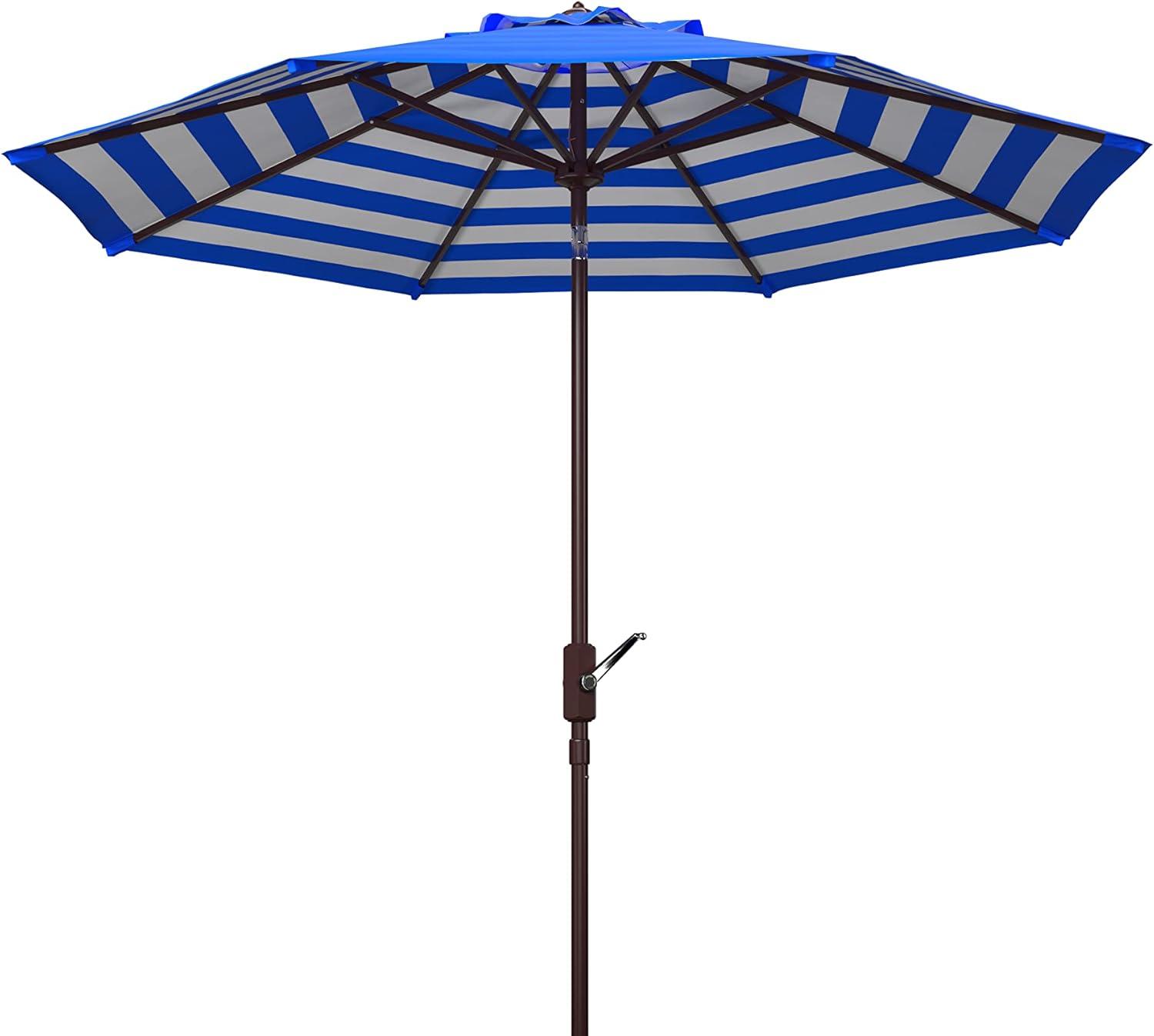 Athens Inside Out Striped 9Ft Crank Auto Tilt Umbrella - PAT8007 - Pacific - Safavieh