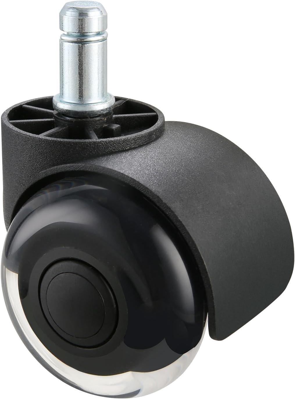 Black Polyurethane 2-Inch Office Chair Caster Wheels Set of 5