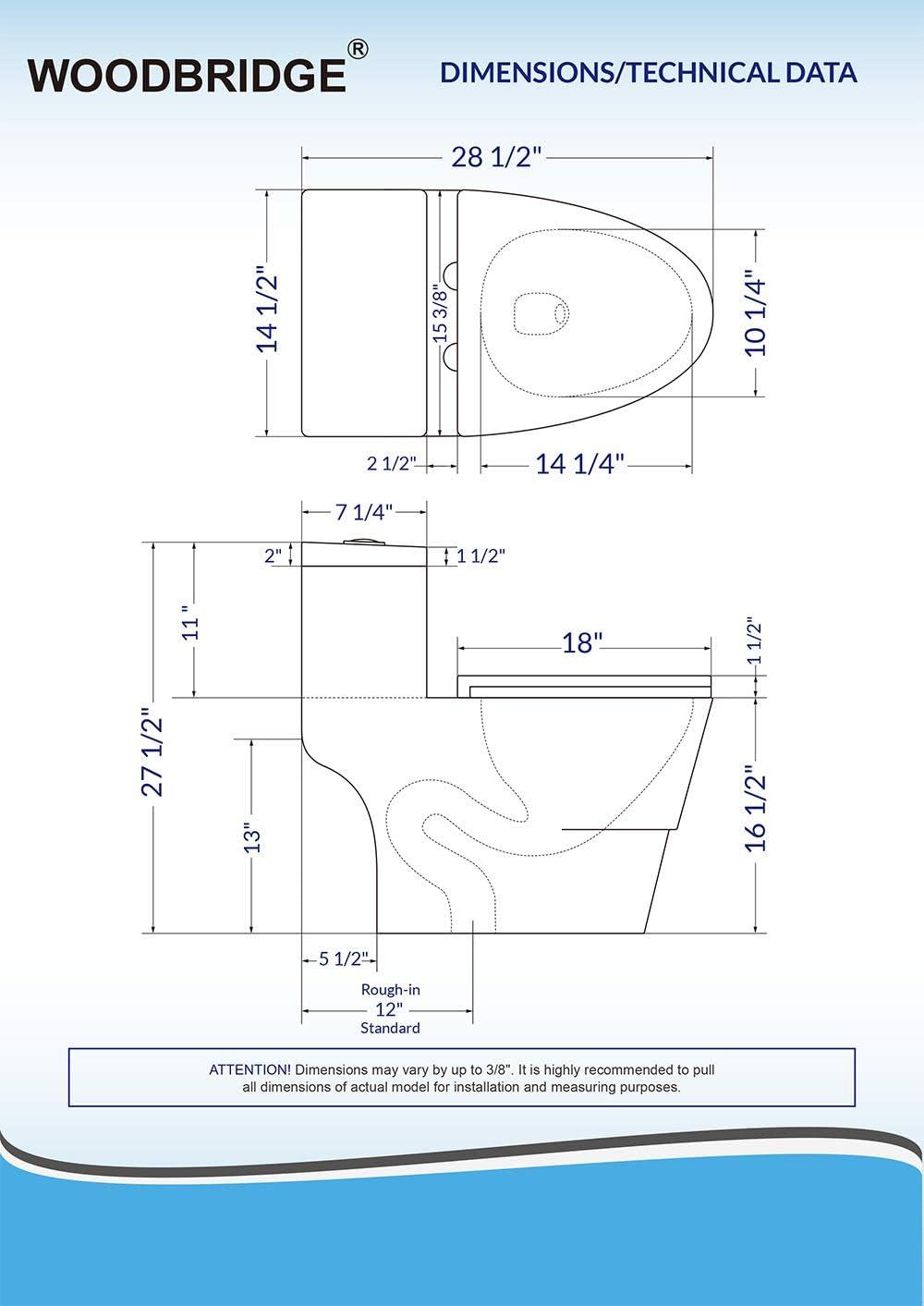 1.28 GPF Elongated Comfort ADA Height One Piece Dual-Flush Toilet with Soft-Closing Seat,MAP Flushing 1000G