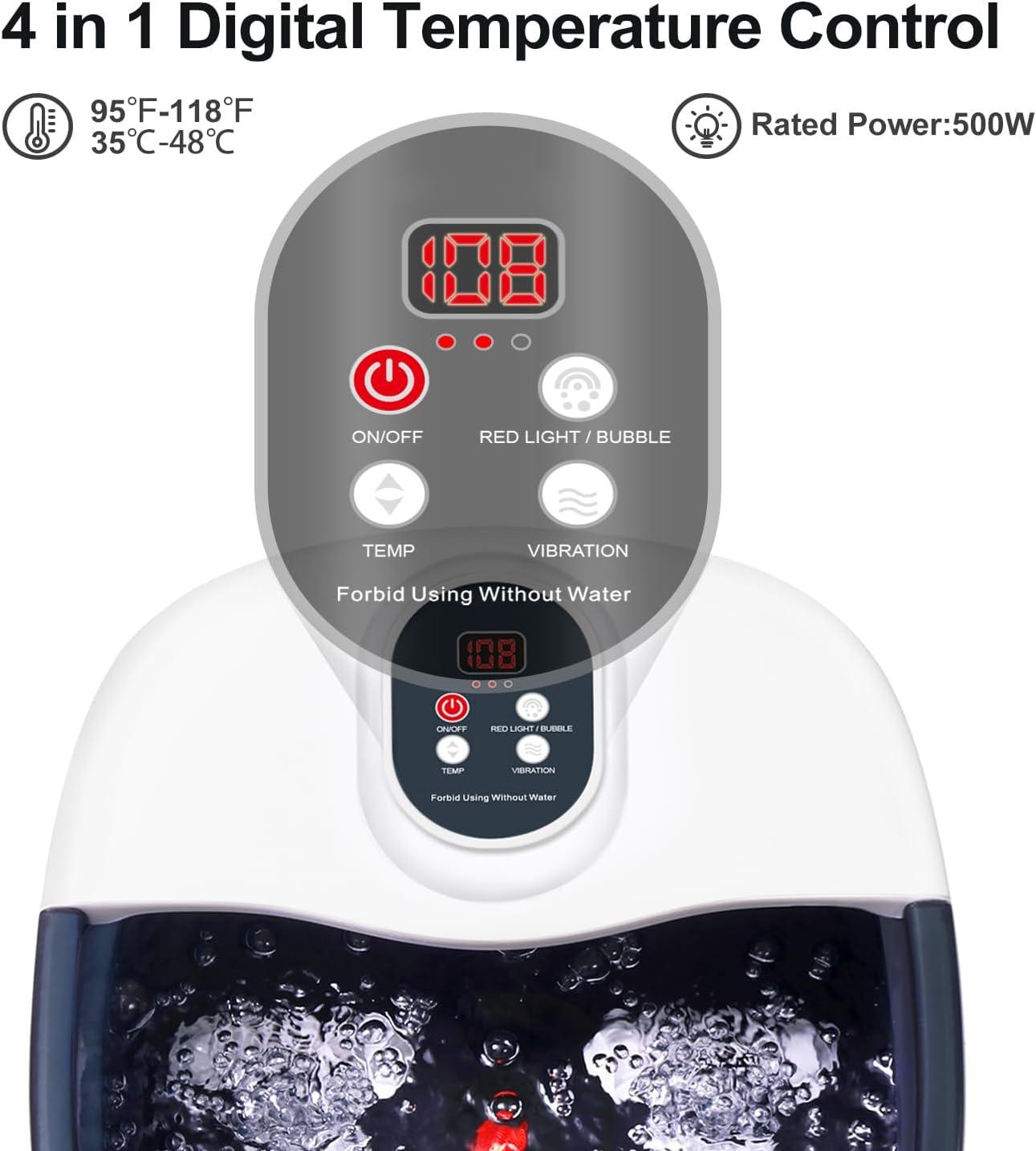 Foot Spa Bath Massager with Heat Bubbles and Vibration Massage and Jets, Pedicure Foot Spa Tub of 16 OZ Lavender Epsom Salt, Foot Soaker with Infrared Relieve Stress,Temperature Control