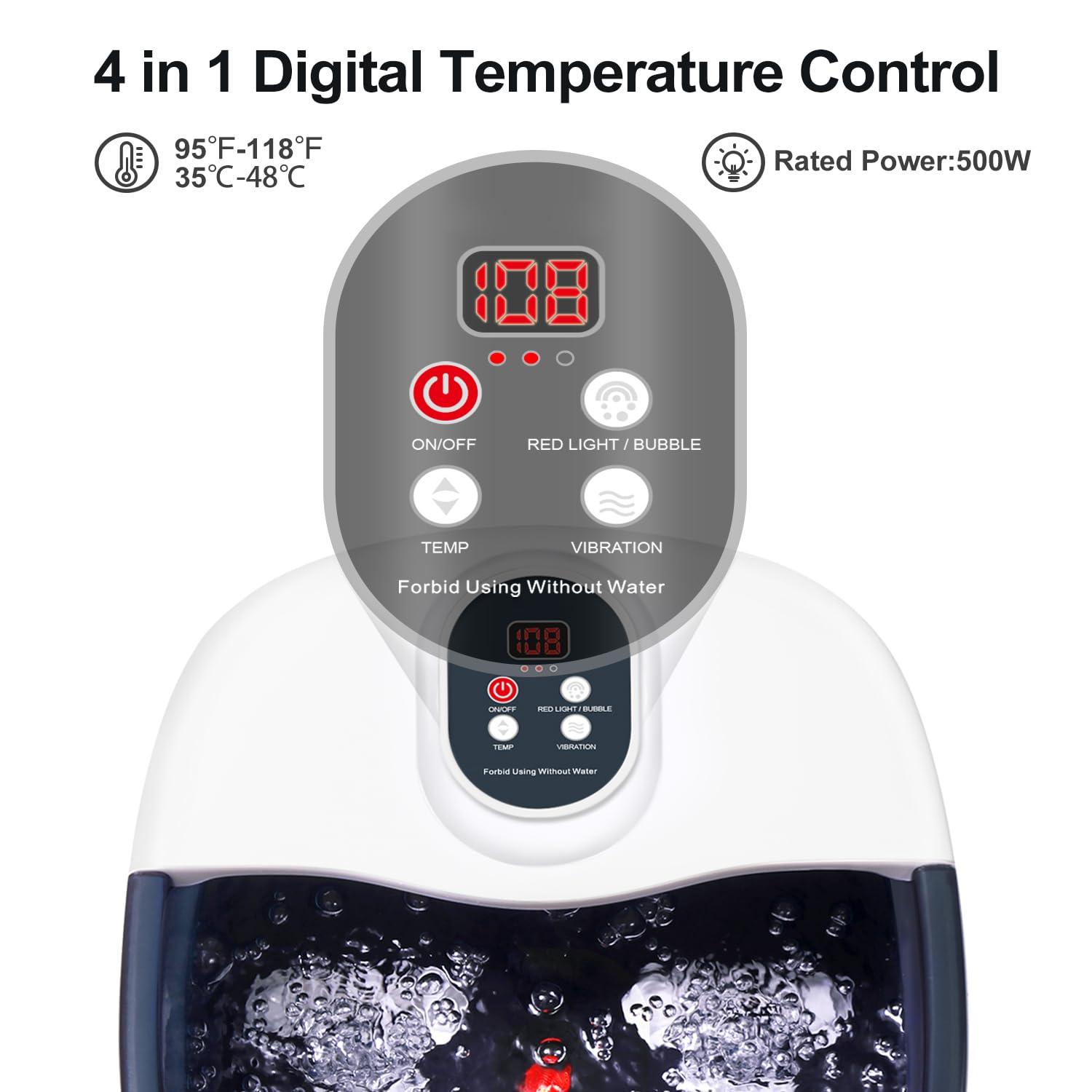 Foot Spa Bath Massager with Heat Bubbles and Vibration Massage and Jets, Pedicure Foot Spa Tub of 16 OZ Lavender Epsom Salt, Foot Soaker with Infrared Relieve Stress,Temperature Control