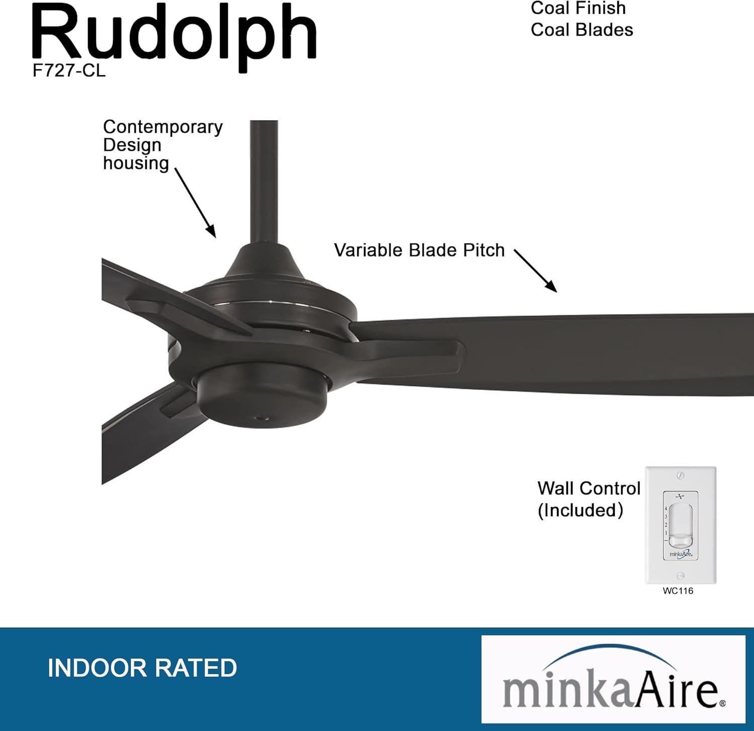 52" Rudolph 3-Blade Propeller Ceiling Fan with Wall Control