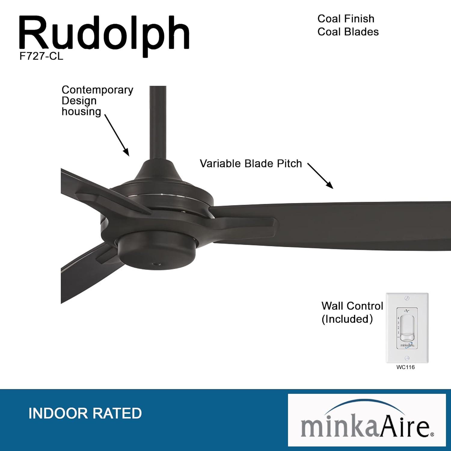 52" Rudolph 3-Blade Propeller Ceiling Fan with Wall Control