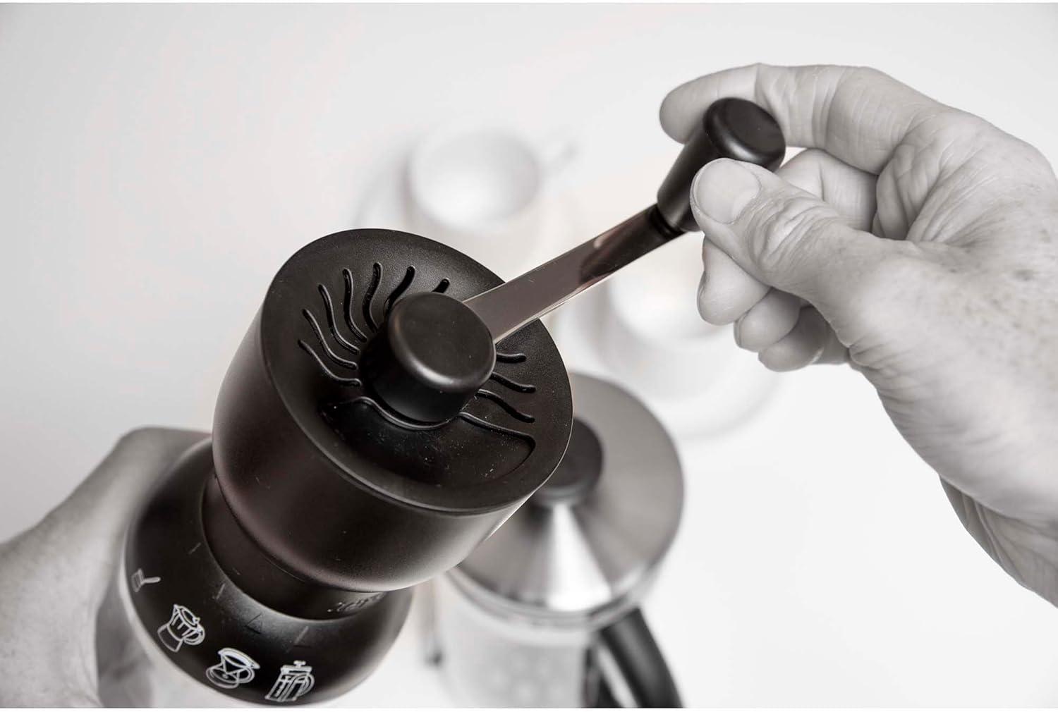 Black and Clear Manual Burr Coffee Grinder with Adjustable Ceramic Mechanism