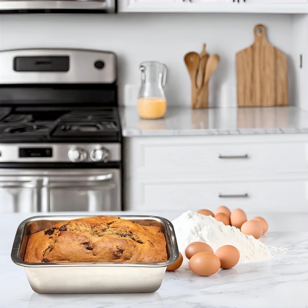 Shetler's Stainless Steel Round Edge Bread Loaf and Cake Pan 2.5" W x 8" L x 2.75" D