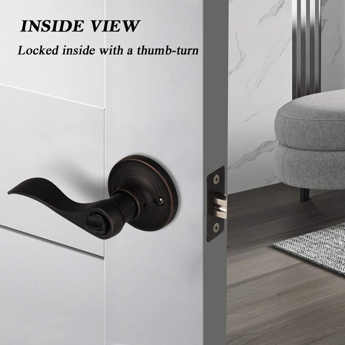 Oil Rubbed Bronze Modern Key Lock Door Lever Set