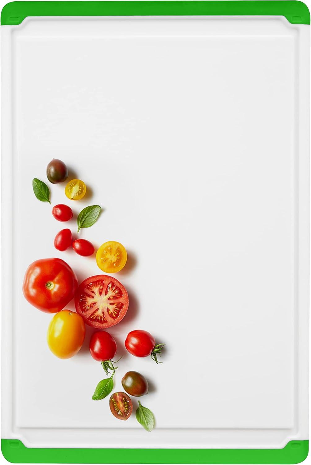 Large Cutting Boards for Kitchen - Dishwasher Safe Non-Slip Cutting Boards with Juice Grooves, Easy Grip Handles - Large and Thick Chopping Board - Green