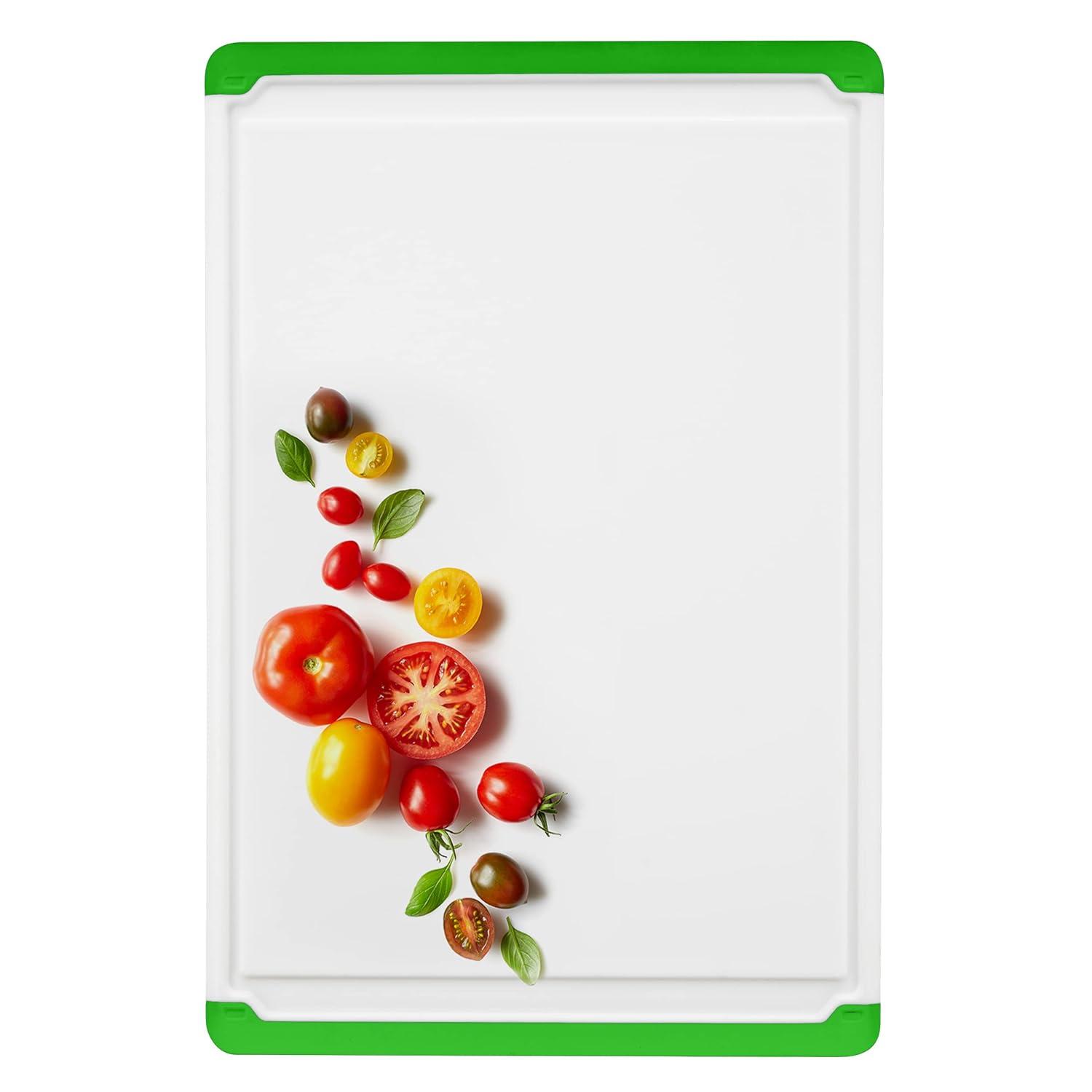 Large Cutting Boards for Kitchen - Dishwasher Safe Non-Slip Cutting Boards with Juice Grooves, Easy Grip Handles - Large and Thick Chopping Board - Green