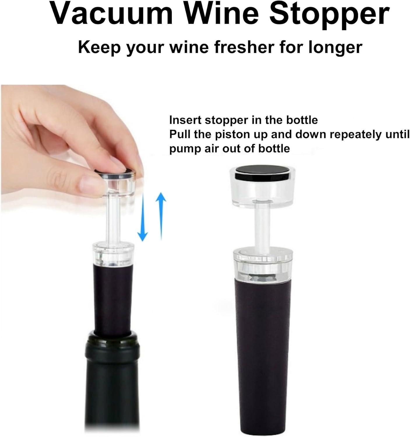 Electric Wine Opener, Rechargeable Wine Opener Set with Foil Cutter, Wine Aerator, Vacuum Stopper and Storage Base, Ideal Wine Accessories for Wine Lovers, Perfect Wine Gifts