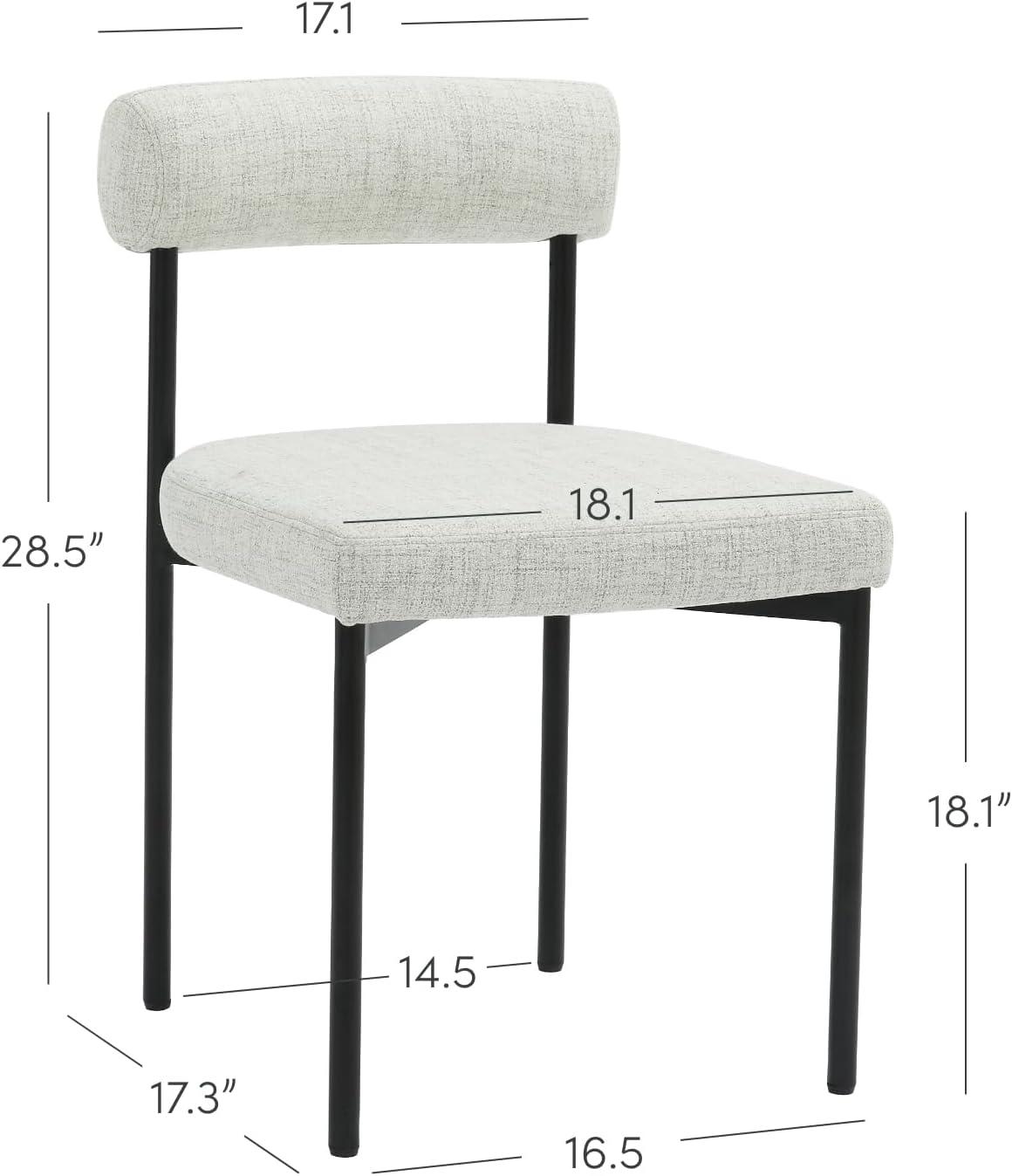 Nathan James Dahlia Metal Upholstered Modern Dining Chair Feather Gray Matte Black