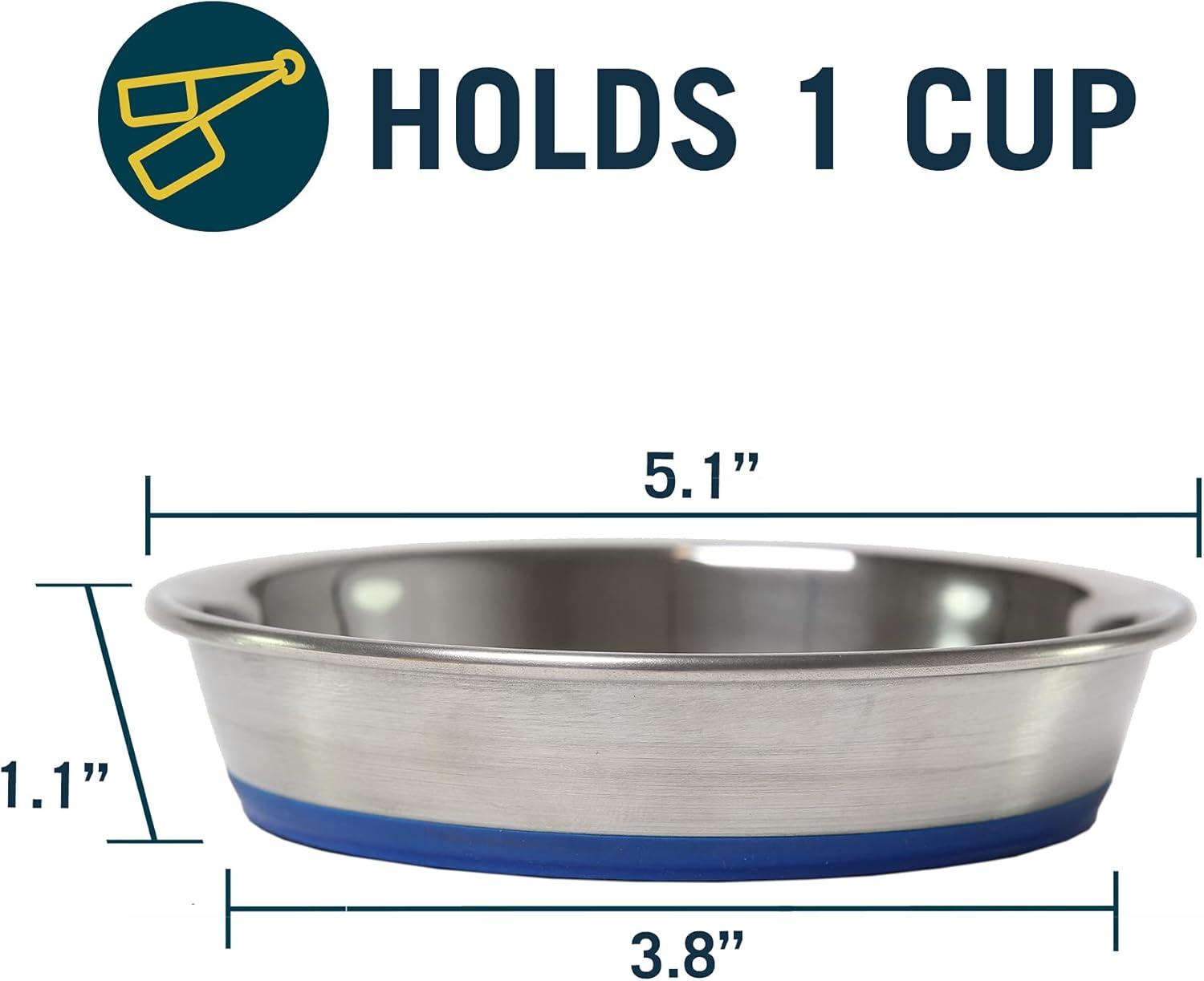 OurPets Durapet NO SKID Stainless Steel Food and Water CAT Bowl 8 ounce