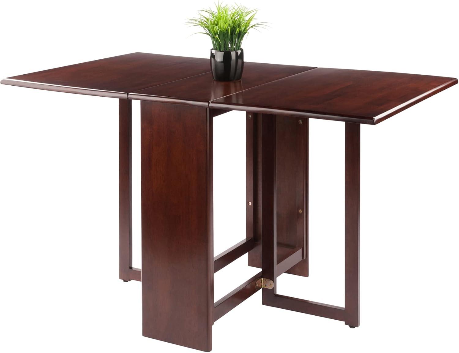 Clara Double Drop Leaf Dining Table Walnut - Winsome: Gateleg, Folding, Seats 4