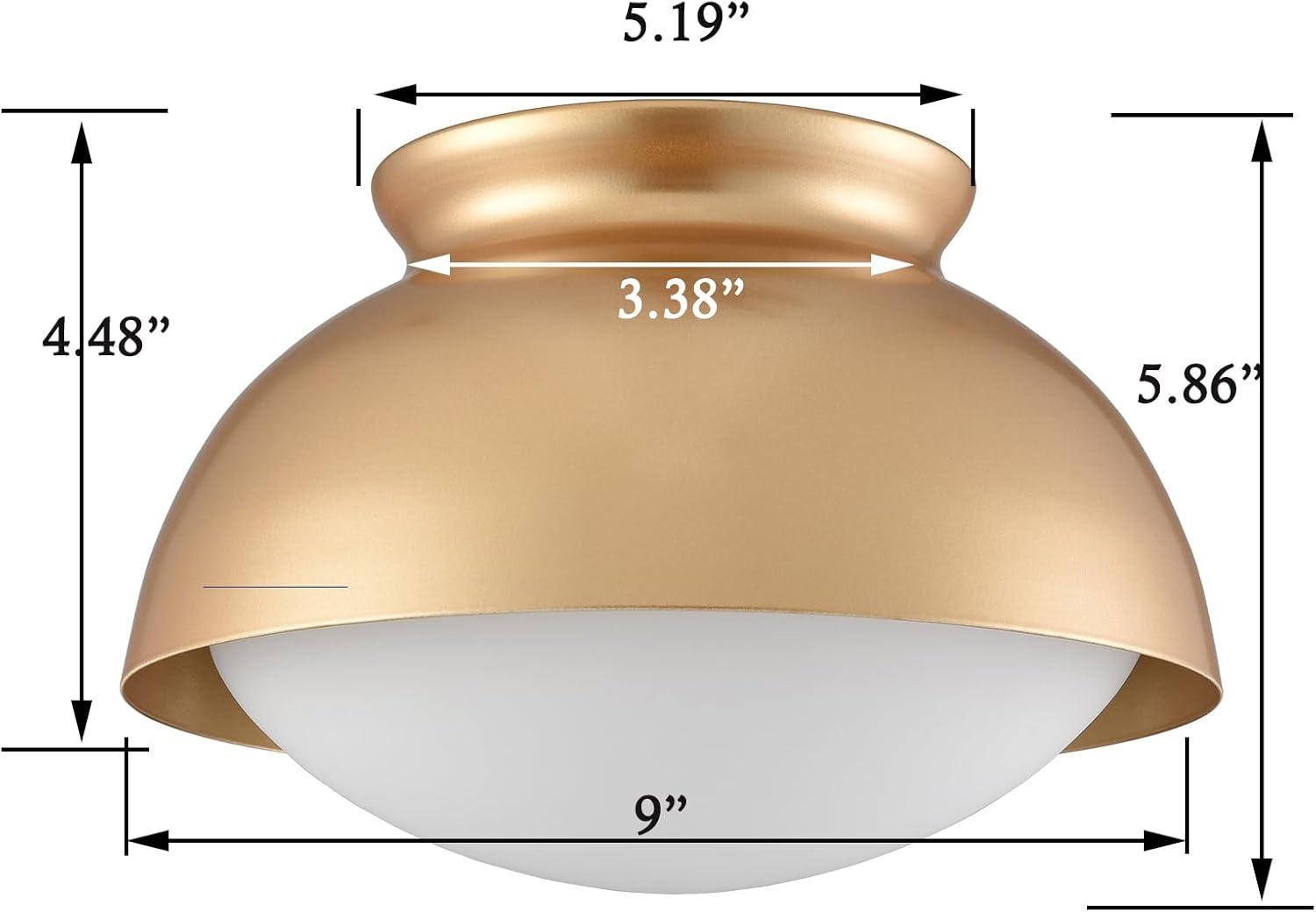 Tuscany Gold Semi Flush Mount Ceiling Light Vintage Close to Ceiling Light Fixture with Frosted Glass