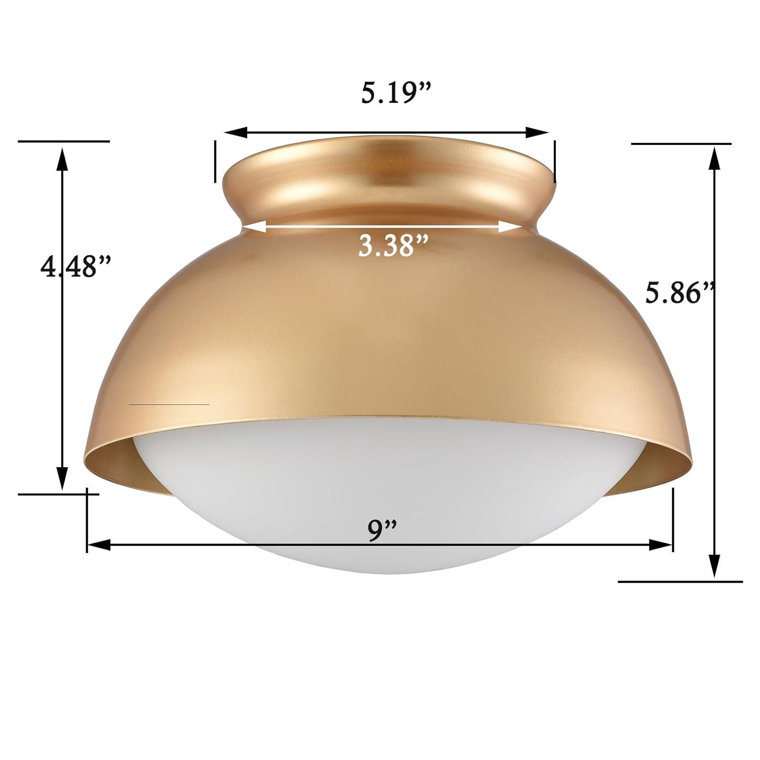 Tuscany Gold Semi Flush Mount Ceiling Light Vintage Close to Ceiling Light Fixture with Frosted Glass