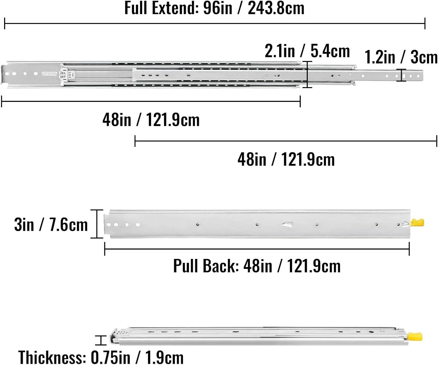 VEVOR Full Extension Soft Close Side Mount Metal Drawer Slide (Set of 2)