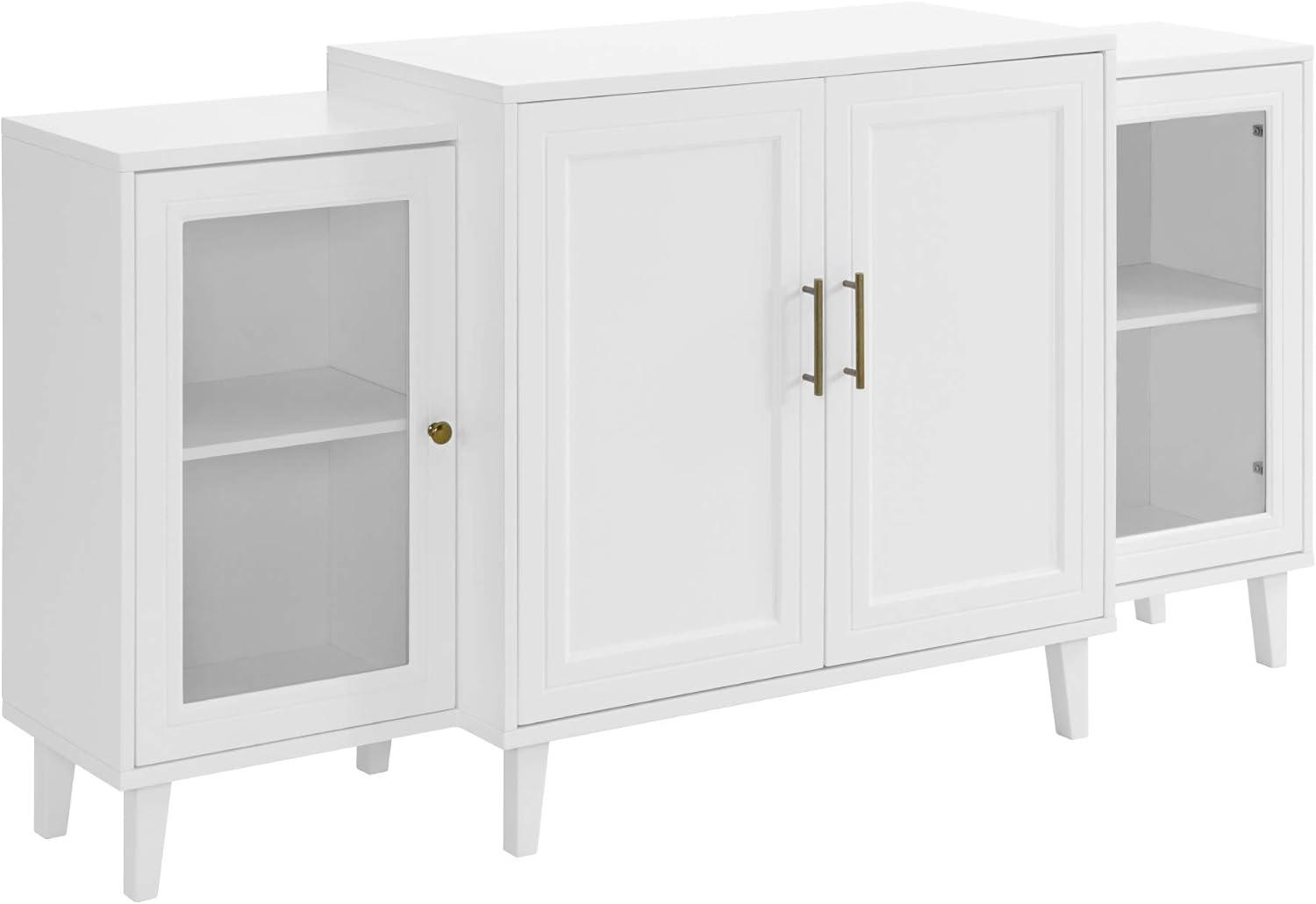 Modern 62" Tiered Sideboard with Glass & Wood Doors