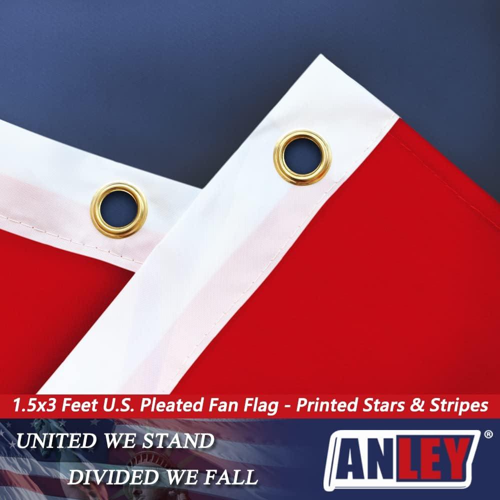 ANLEY USA Pleated Fan Flag, 1.5x3 ft American US Bunting Flag - United States 1.5 x 3 Ft Half Fan Banner （1 Pack）