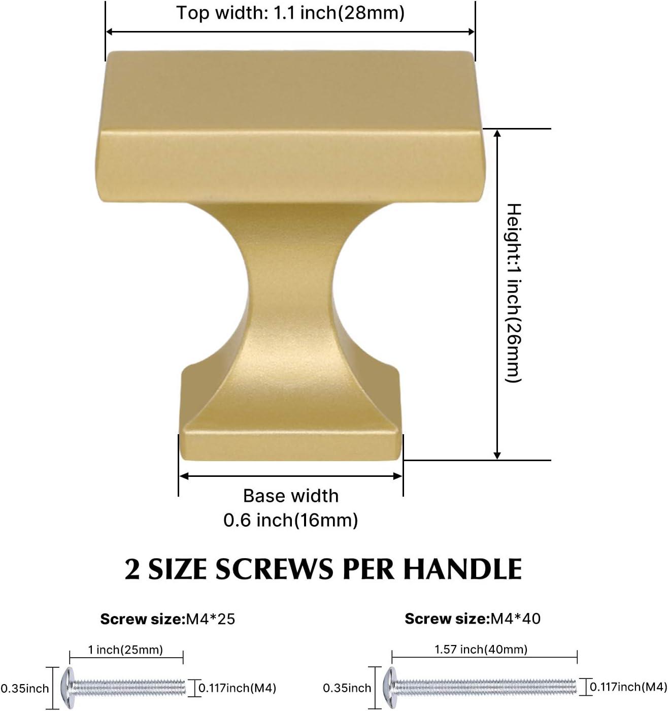 Haliwu 20 Pack Gold Cabinet Knobs Brushed Brass Dresser Drawer Knobs Square Gold Kitchen Cabinet Hardware Zinc Alloy