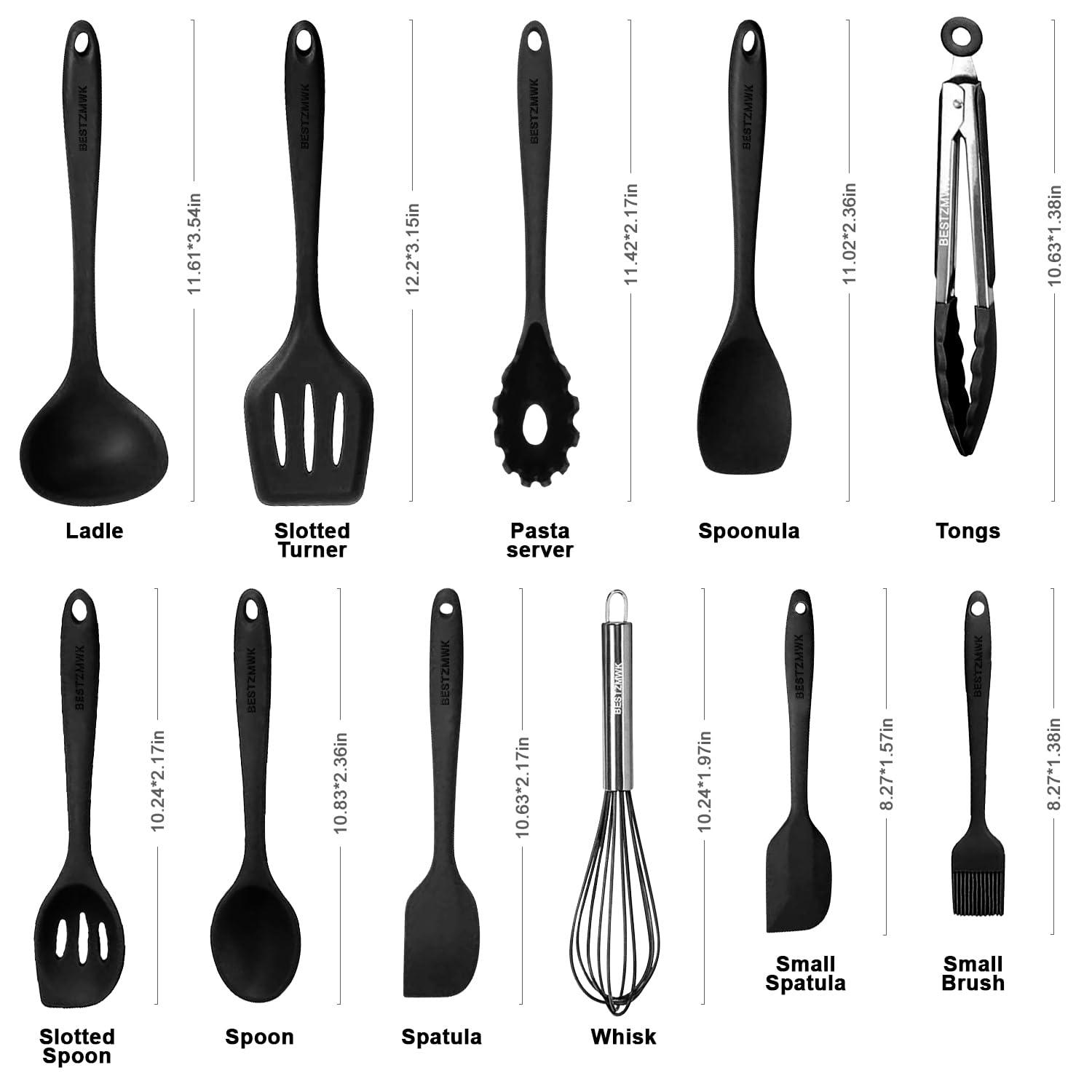 Kitchen Utensil Set - 11 Cooking Utensils - Colorful Silicone Kitchen Utensils - Nonstick Cookware with Spatula Set - Colored Best Kitchen Tools Kitchen Gadgets(Multi)