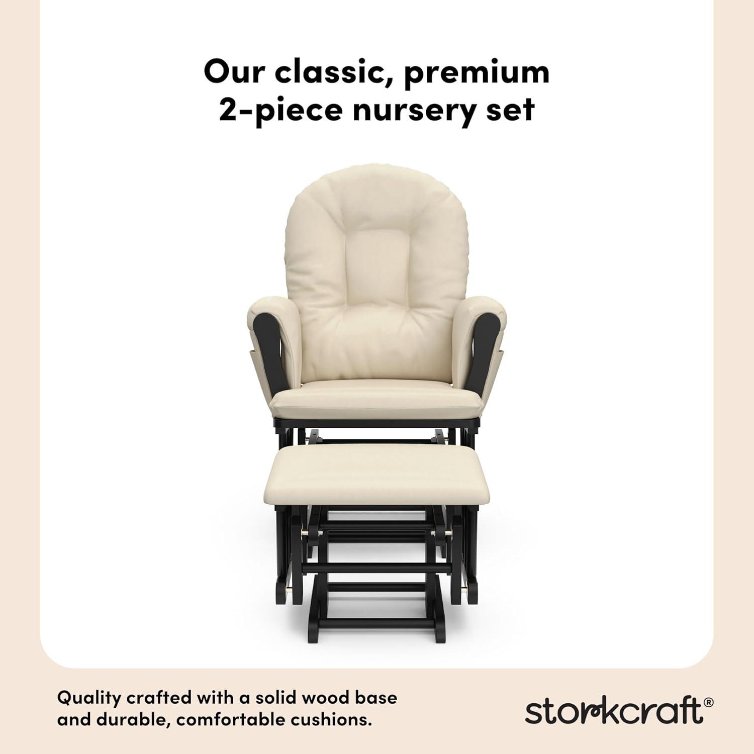 Storkcraft Hoop Infant Nursery Glider and Ottoman, Black with Beige