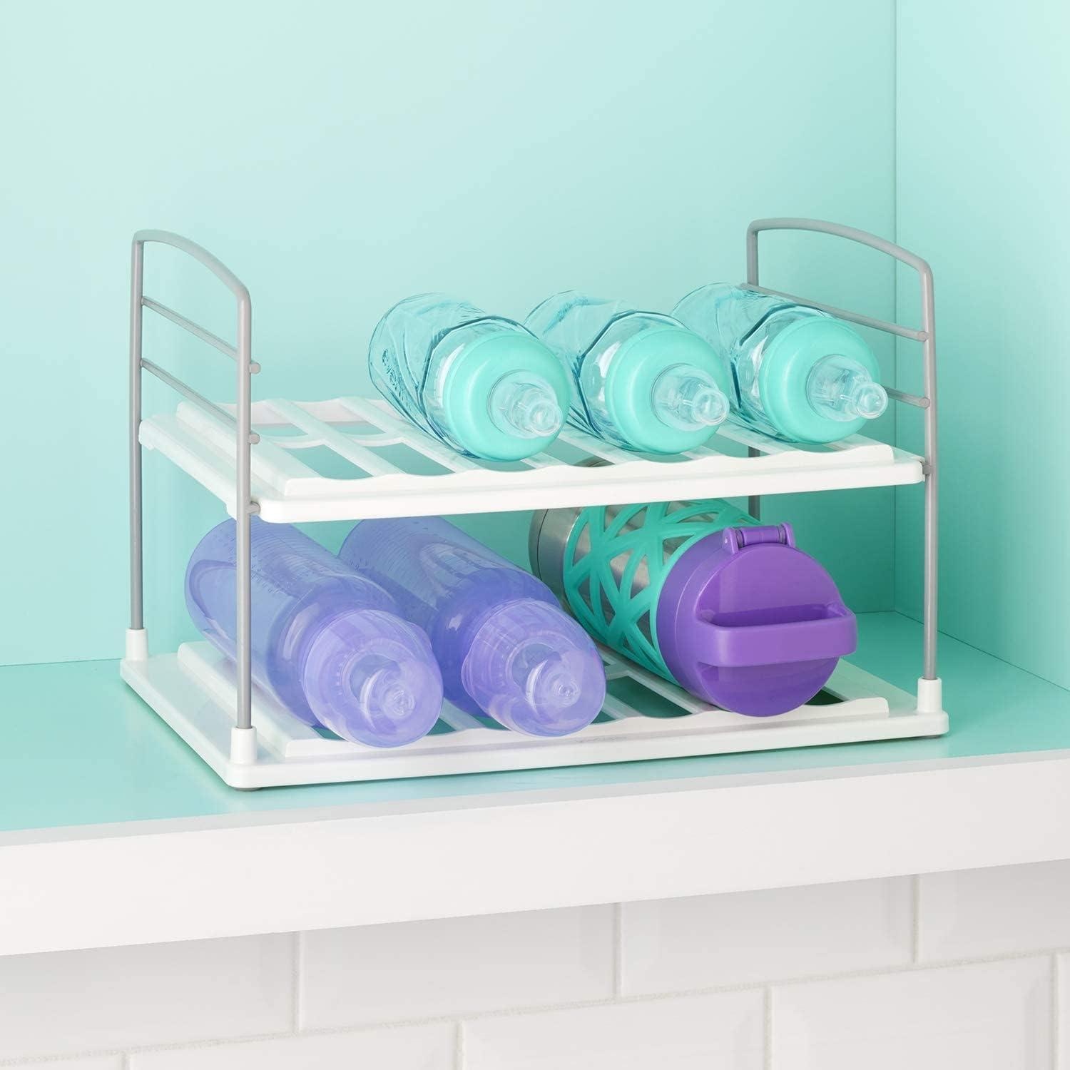 Adjustable 2-Shelf Plastic and Steel Bottle Organizer