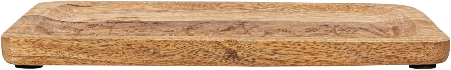 Creative Co-Op 11.75 Inches Mango Wood Laser Etched Botanicals, Natural Tray