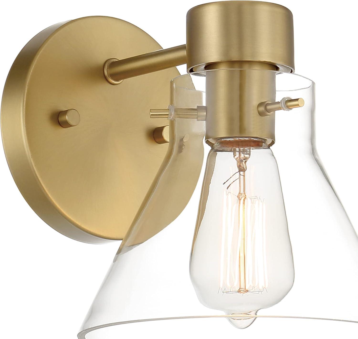 Willow Creek 7.5 inch Brushed Gold Wall Sconce with Clear Glass Shade