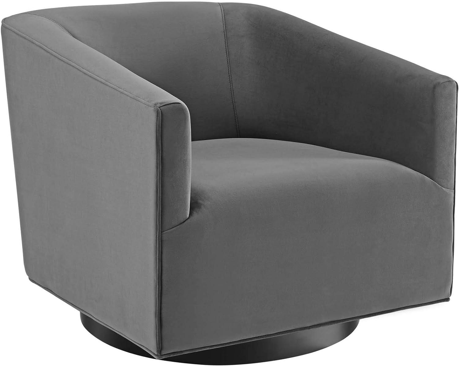 Elegant Gray Velvet Swivel Accent Chair with Metal Base