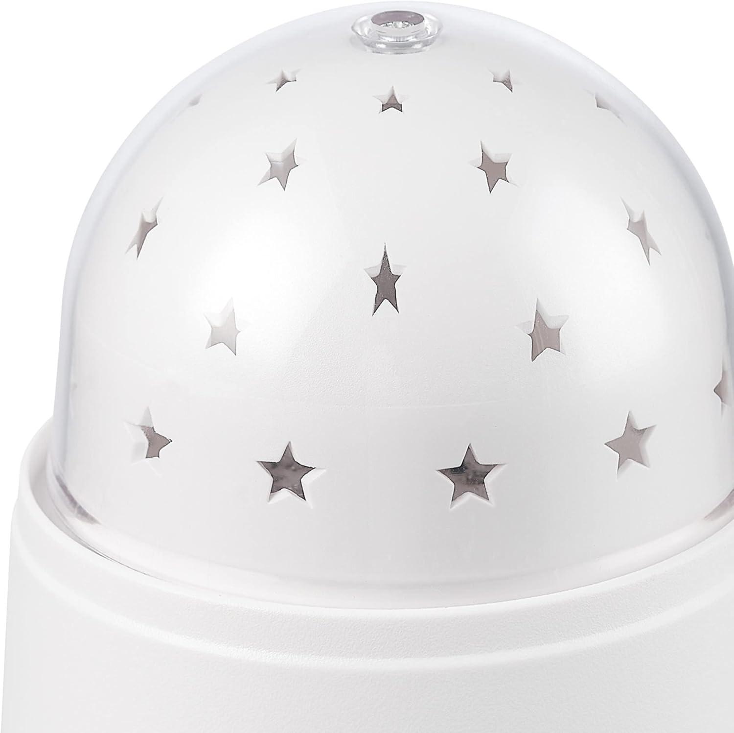 Globe Electric 13767 Rotating Projector Star and Moon LED Integrated Night Lights 2-Pack, 1x Star, 1x Moon, Battery Operated, 30 Min Timer, On/of Button, White Finish