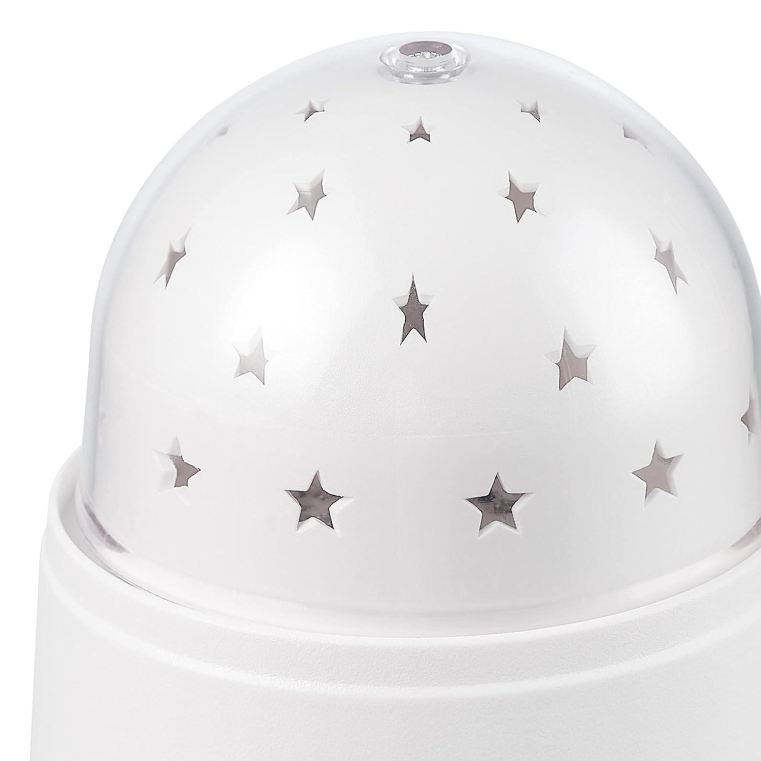 Globe Electric 13767 Rotating Projector Star and Moon LED Integrated Night Lights 2-Pack, 1x Star, 1x Moon, Battery Operated, 30 Min Timer, On/of Button, White Finish