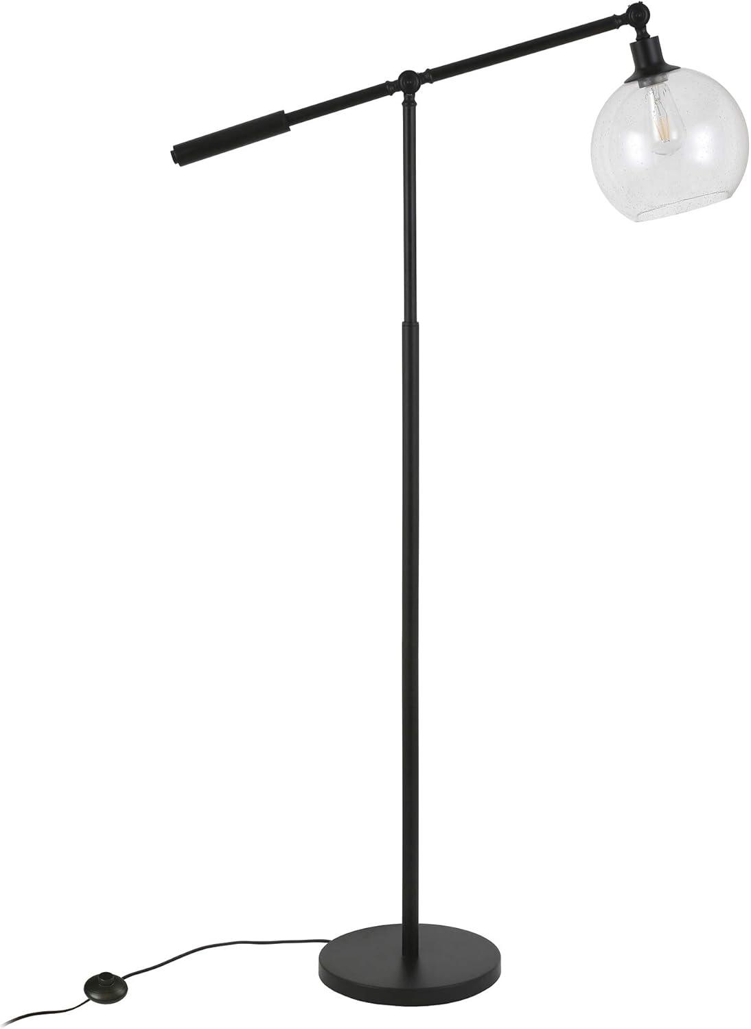 Evelyn&Zoe Dardan 60.62" Tall Floor Lamp with Glass shade in Blackened Bronze/Seeded