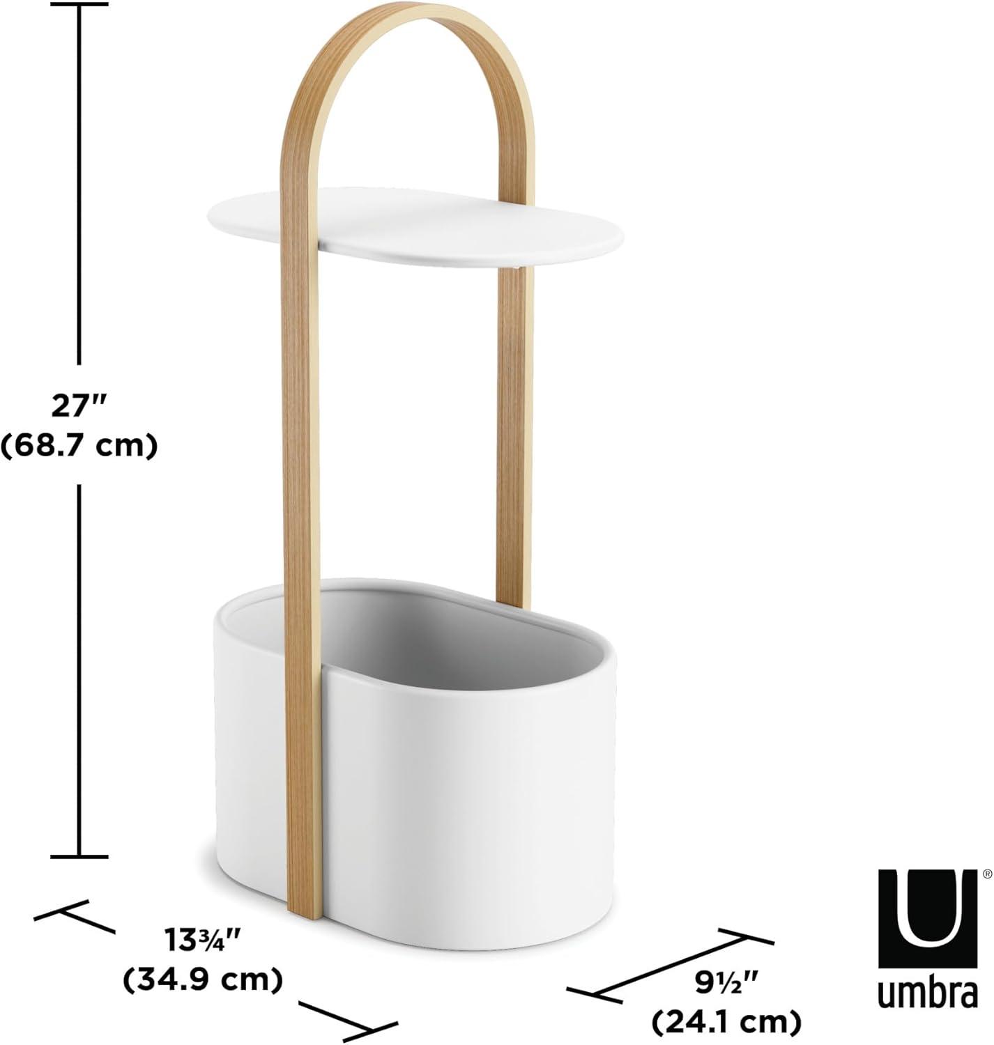 Bellwood Modern Round Wood & Metal End Table with Cable Management