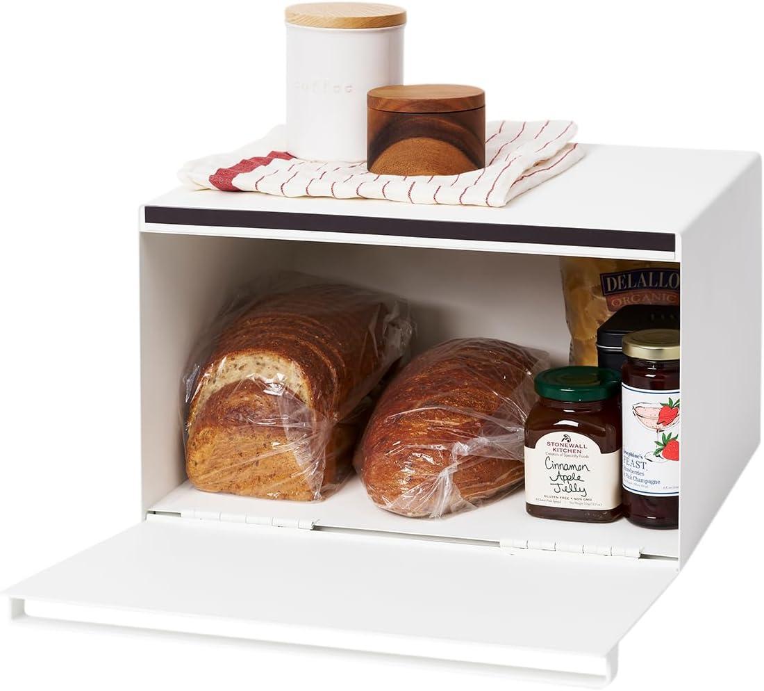 Tower Yamazaki Home Bread Box, Steel Kitchen Counter Storage Food Container Holder, Steel, Handles