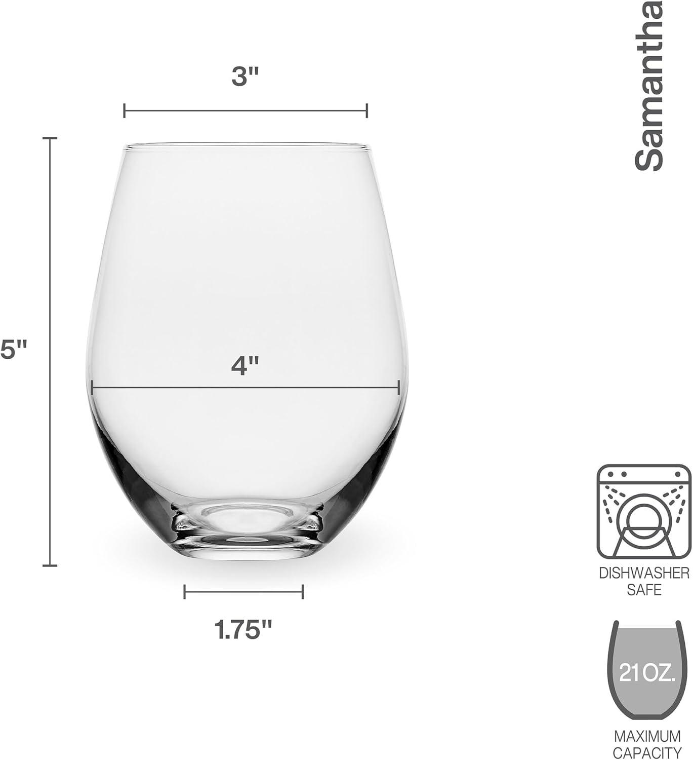 Clear 21-Ounce Modern Stemless Wine Glass Set of 4