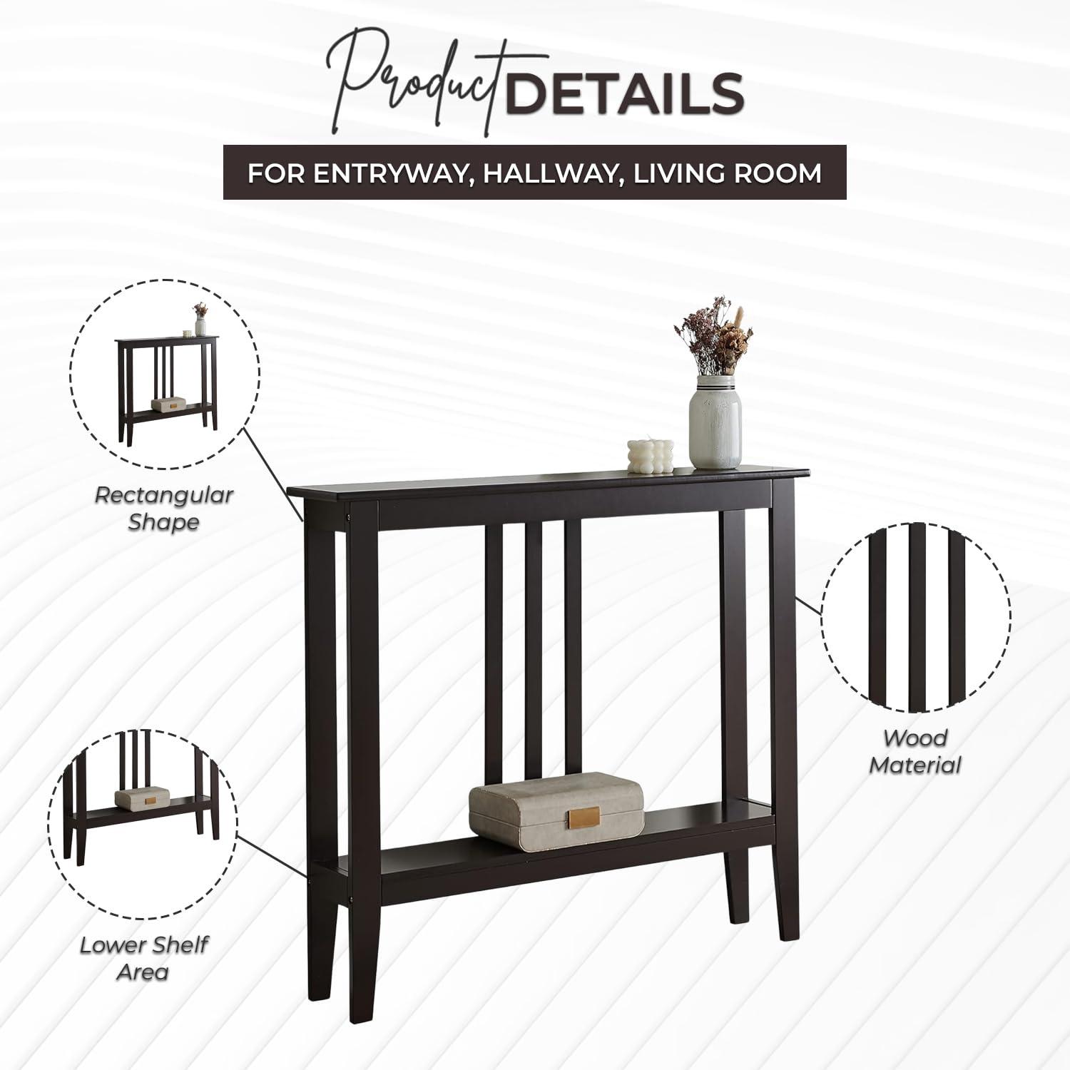 Kings Brand Furniture - Balfour Narrow Console Table with Shelves for Entryway, Hallway, Living Room, or Foyer (Red)